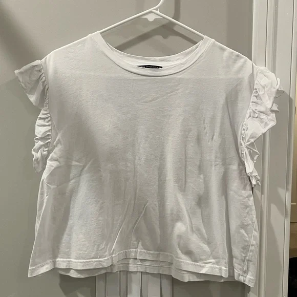 ZARA RUFFLE T SHIRT SIZE Medium - Picture 3 of 5